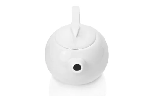 White tea pot isolated on white background Stock Photos