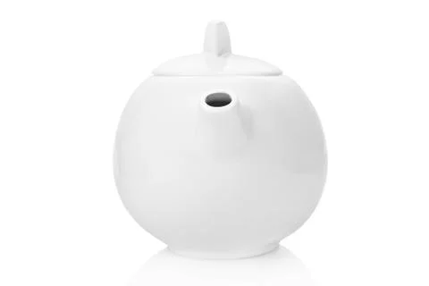 White tea pot isolated on white background Stock Photos