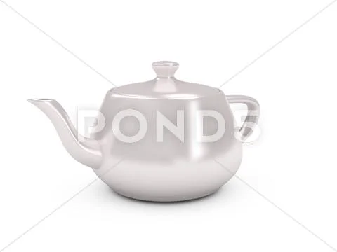 White tea pot over white background Stock Illustration