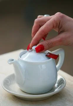 White tea teapot Stock Photos