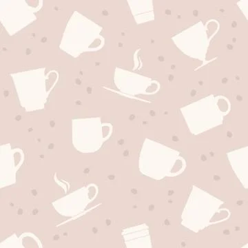 White teacups seamless pattern Stock Illustration