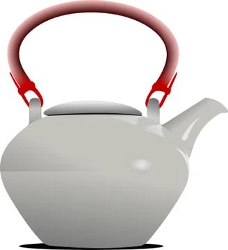 White Teapot with red handle. Vector Illustration Stock Illustration