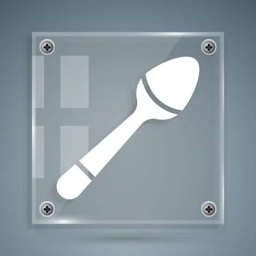 White Teaspoon icon isolated on grey background. Cooking utensil. Cutlery s.. Stock Illustration