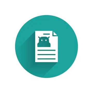 White Technical specification icon isolated with long shadow. Technical suppo Stock Illustration