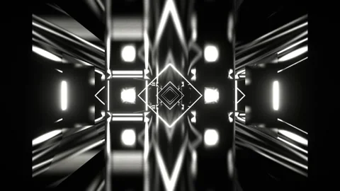 White Techno Cyber ​​Tunnel with Neon Elements Background VJ Loop in 4K Stock Footage 341670157