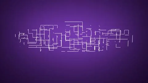 White technology circuit pattern on purple gradient background Stockillustratie