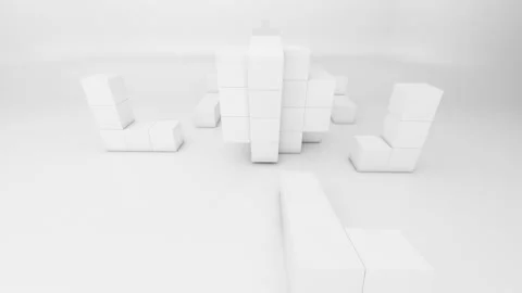 White technology cubes assembly Stock Footage 232050702