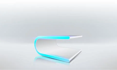 White technology podium for product presentation. Futuristic sci-fi blank Illustrazione stock