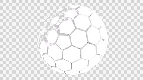 White Technology Sphere Unfolding On Transparent background Stock Footage 244518166