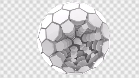 White Technology Sphere Unfolding On Transparent background Stock Footage 244519169