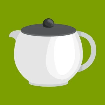 White tee kettle isolated, cooking equipment and kitchenware, cartoon kitchen Stock Illustration