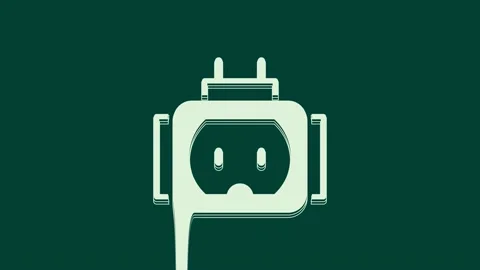 White Tee plug electric with clipping path icon isolated on green background. 4K Video stock 236007269