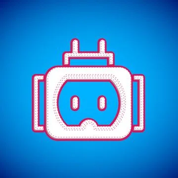 White Tee plug electric with clipping path icon isolated on blue background Illustrazione stock