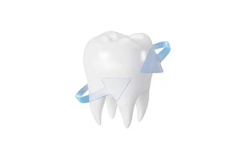 White teeth and arrows. Teeth whitening and oral care concept. 3d rendering. 스톡 일러스트