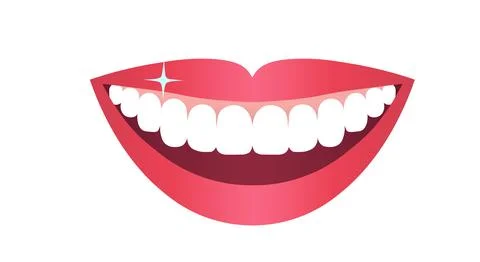 White teeth and pink lips, a smiling mouth of a Young woman. Dental concept.. Stock Illustration