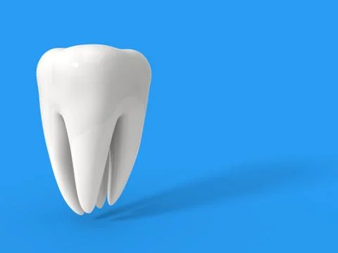 White teeth on blue background. 3d illustration Stock Illustration