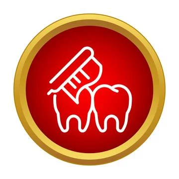 White teeth getting cleaned by toothbrush icon Stock Illustration