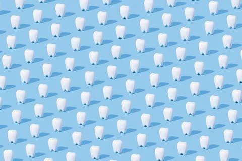 White teeth pattern on a blue paper background. Stock Photos