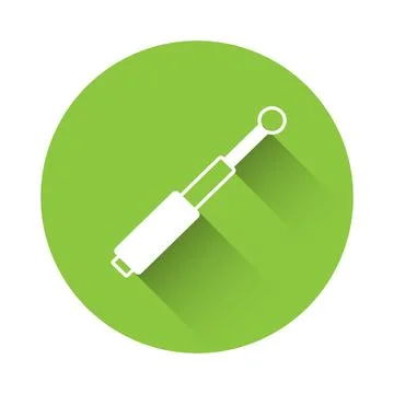 White Telescopic baton icon isolated with long shadow background. Green cir.. Illustration
