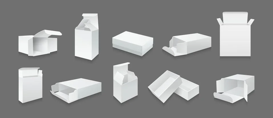 White template box mockup set package gift vector Stock Illustration
