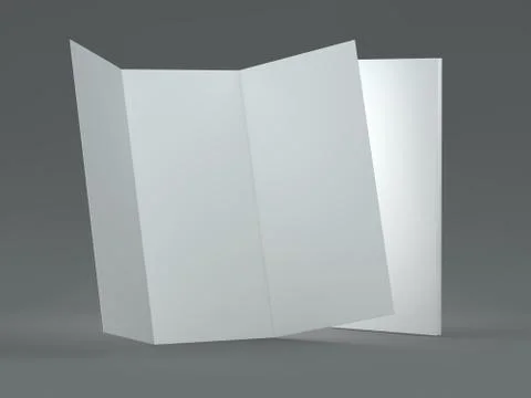 White template leaflet on gray background. Mockup. 3D render Stock Illustration