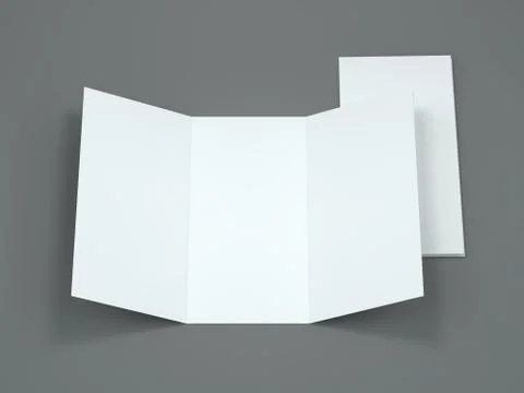 White template leaflet on gray background. Mockup. 3D render Stock Illustration