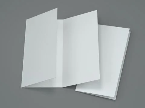 White template leaflet on gray background. Mockup. 3D render Stock Illustration