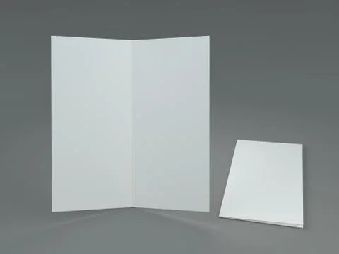 White template leaflet on gray background. Mockup. 3D render Illustrazione stock