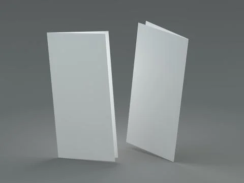 White template leaflet on gray background. Mockup. 3D render Illustrazione stock