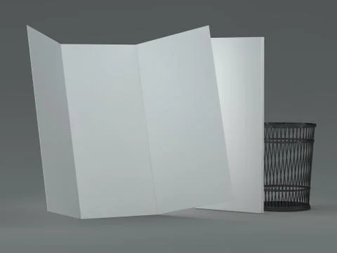White template leaflet on gray background. Mockup. 3D render 스톡 일러스트