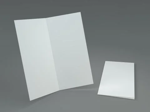 White template leaflet on gray background. Mockup. 3D render Illustrazione stock