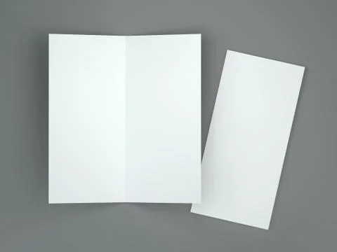 White template leaflet on gray background. Mockup. 3D render Illustrazione stock