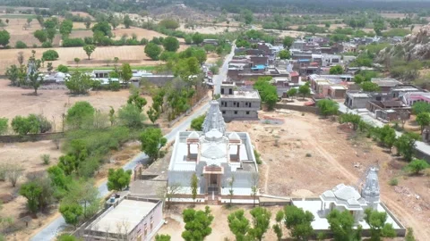 White Temple Complex at Village Edge Stock Footage 322977707