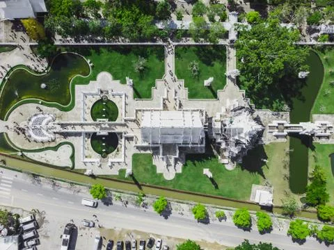 White Temple Drone Perspective Stock Photos