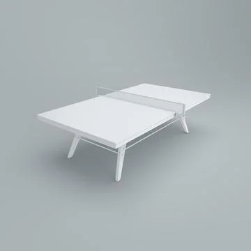 White Tennis Table on a Gray Studio Background. Monochrome. 3D render. 스톡 일러스트