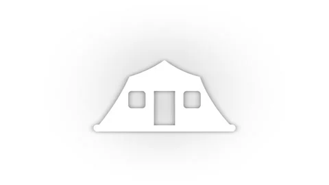 White tent icon with shadow isolated on white background. Stock Footage 202219123