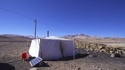 White tent on the road Stock Footage 243034685