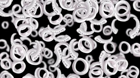 White Tentacle Rings Falling in Endless Black Void Stock Footage 324431789