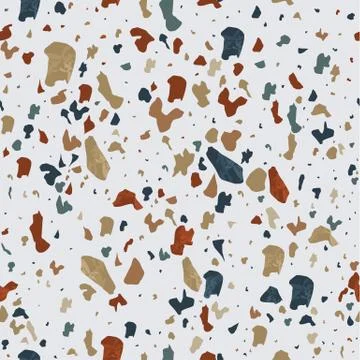 White terrazzo seamless pattern stone background Stock Illustration