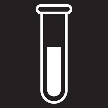 White test tube vector icon isolated on black background Stock Illustration