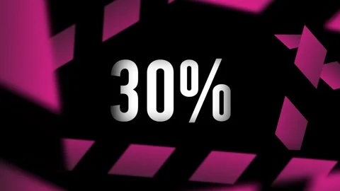 White text 30 % off with pink striped cross line Stock Footage 289797603
