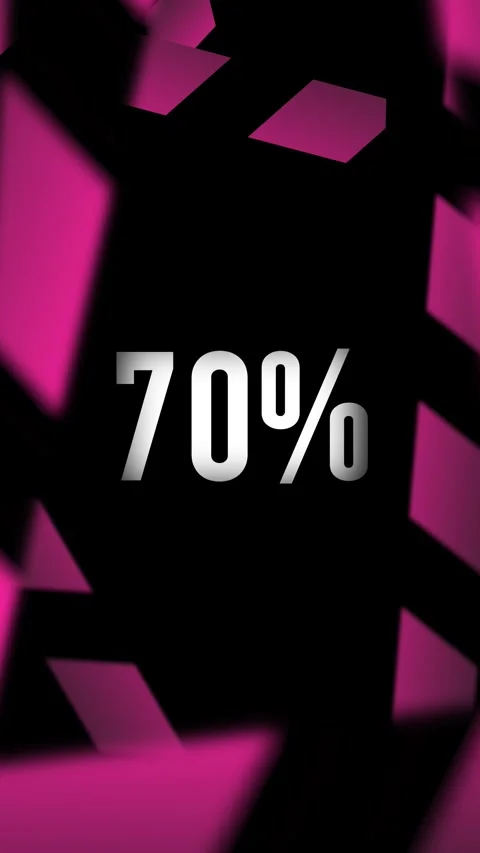 White text 70 % off and pink striped cross line. Vertical 4K video Stock Footage 291405982