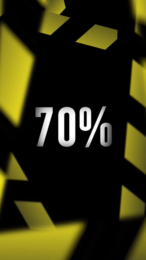 White text 70 % off and yellow striped cross line Stock Footage 292536233