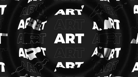 White text Art on black background. Black and white monochrome kinetic typo.. Stock Illustration