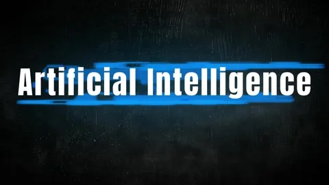 White text artificial intelligence scrolling across dark digital matrix Video stock 343805321