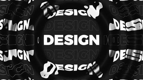 White text Design on black background. Black and white monochrome kinetic t.. Stock Illustration