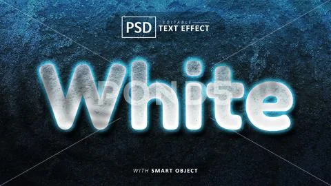 White text - editable neon font effect Modello PSD