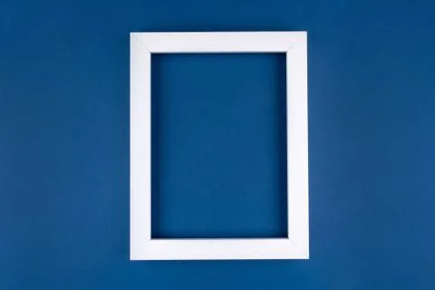 White text frame on a blue background. Stock Photos