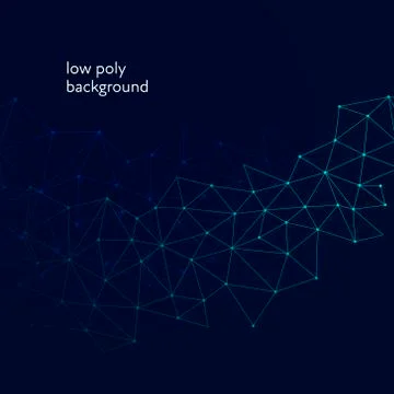 White text isolated on black background with blue geometric mesh pattern Stock Illustration