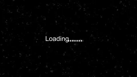 White text loading on a dark textured background. White loading symbol for .. Stock Footage 337816747